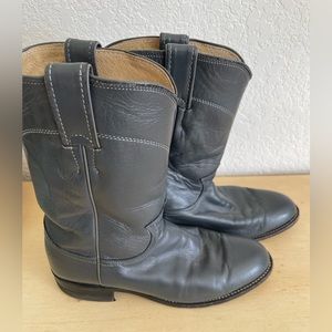 Justin Grey Leather Boots Size 7C